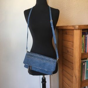 Chico’s Blue Vegan Leather FoldOver Purse